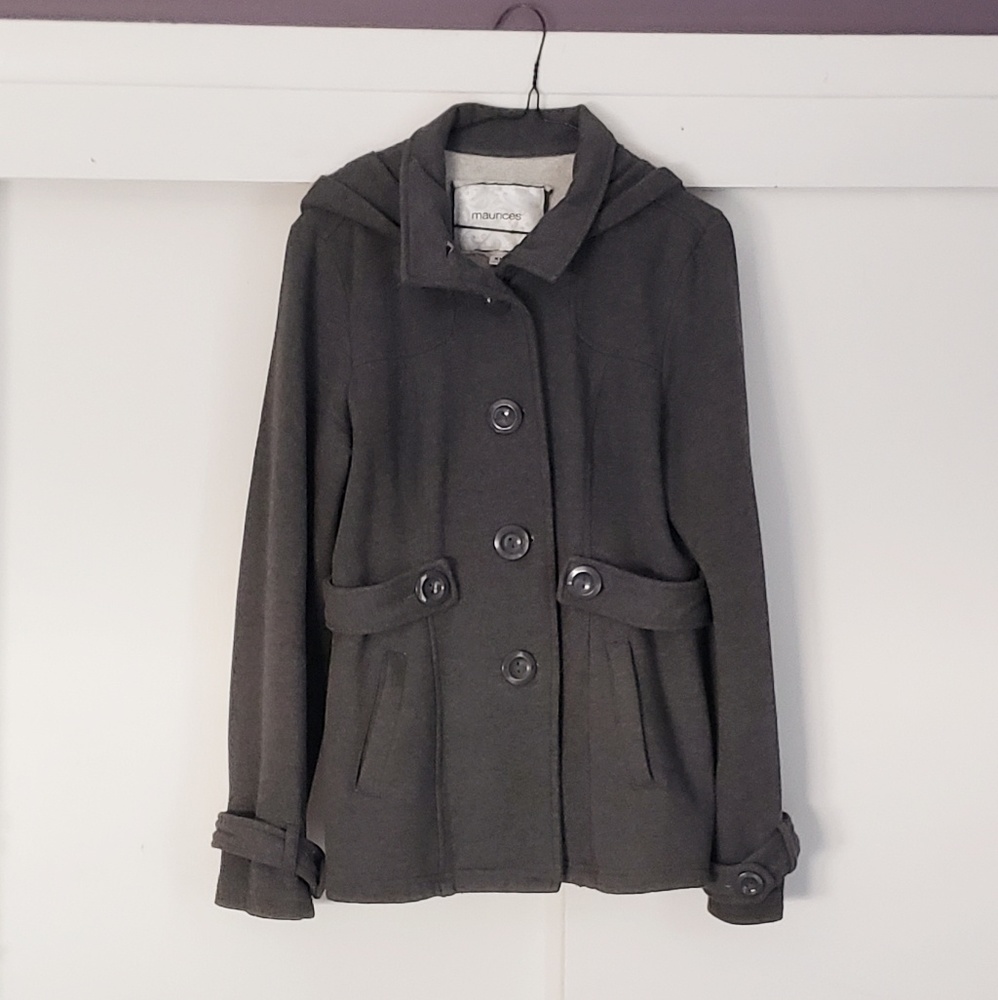 Maurices gray hooded pea coat. Size - XL